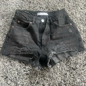 Garage festival black denim shorts in size 0